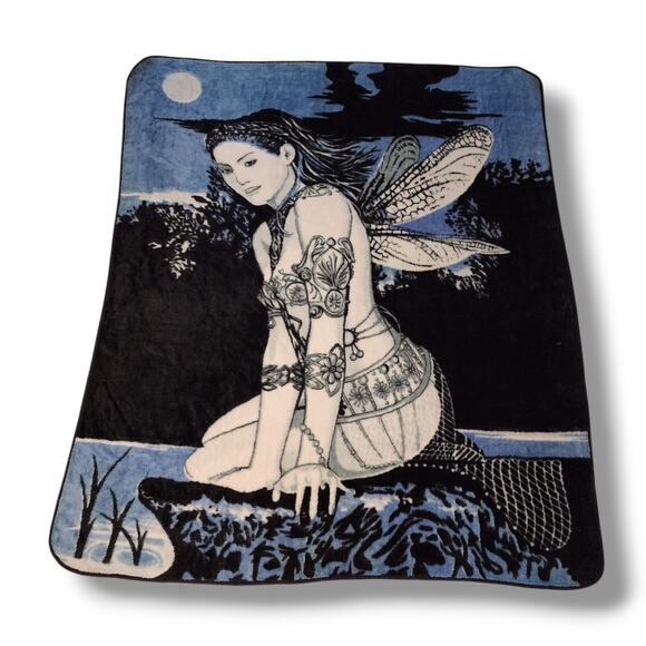 Fairycore Blue Fairy Blanket Acrylic Polyester Fantasy Dark Romance Romantasy - Picture 4 of 9